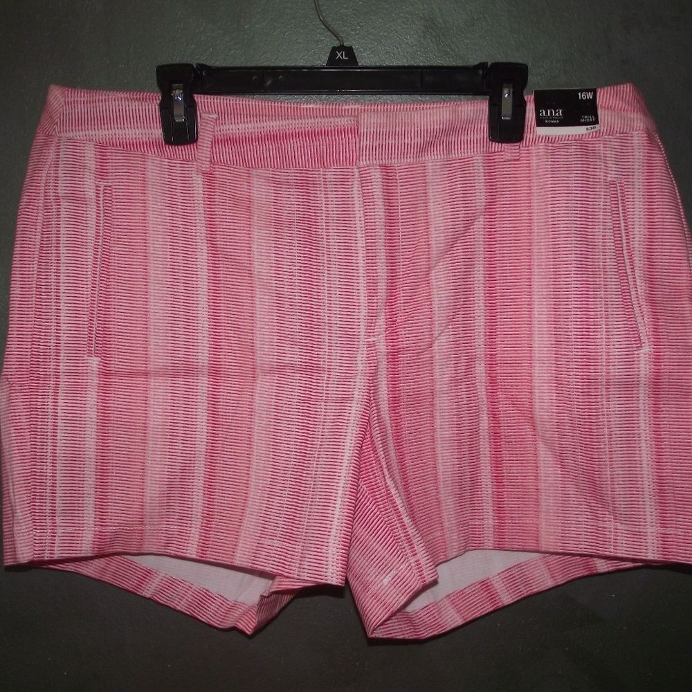 NWT A.N.A. Pink & White Twill Shorts Plus sz 16W
